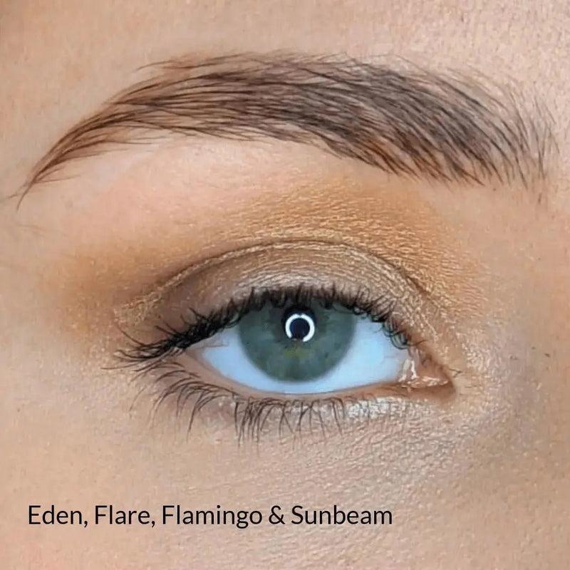 Eye look with Eden, Flare, Flamingo and Sunbeam