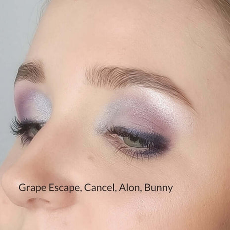 Eye makeup with Grape Escape, Cancel, Alon und Bunny