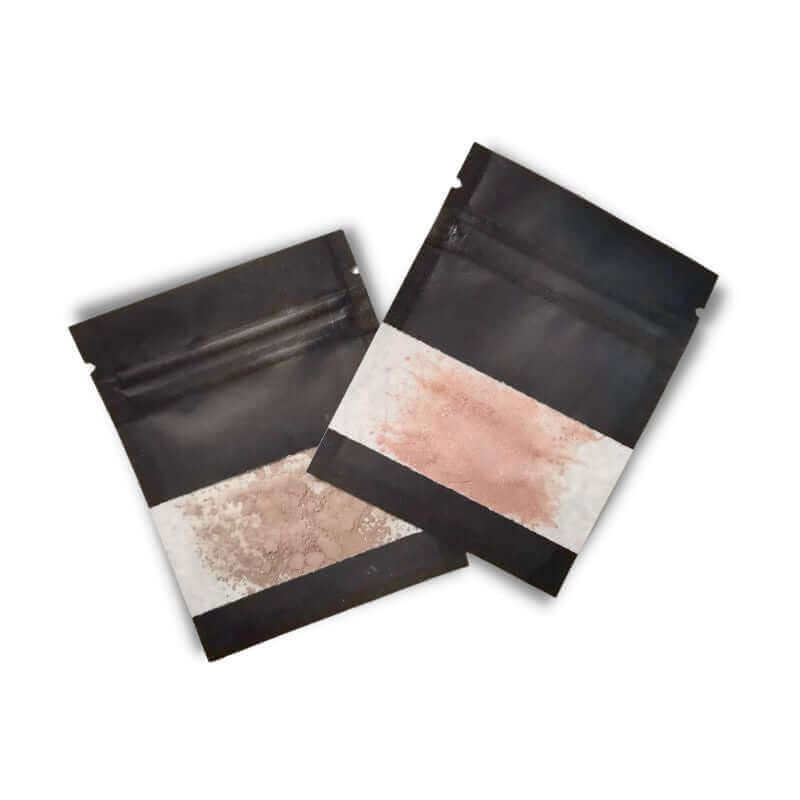 Two refill pouches for loose mineral eyeshadow